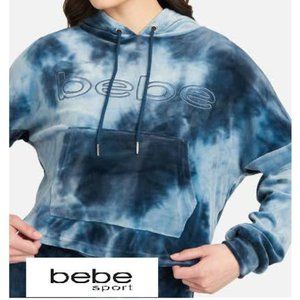 bebe cropped blue tie dye hoodie L